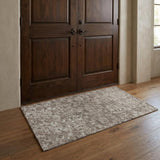 3' X 5' Brown And Charcoal Oriental Shag Washable Area Rug With UV Protection