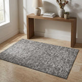3' X 5' Charcoal And Gray Oriental Shag Washable Area Rug With UV Protection