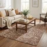 5' X 8' Chocolate And Charcoal Oriental Shag Washable Area Rug With UV Protection