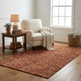 5' X 8' Orange And Charcoal Oriental Shag Washable Area Rug With UV Protection