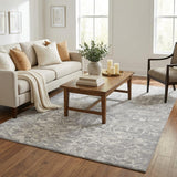 5' X 8' Gray And Charcoal Oriental Shag Washable Area Rug With UV Protection
