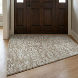 3' X 5' Taupe And Charcoal Oriental Shag Washable Area Rug With UV Protection
