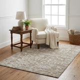 5' X 8' Taupe And Charcoal Oriental Shag Washable Area Rug With UV Protection