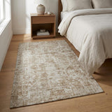 3' X 5' Taupe And Charcoal Oriental Shag Washable Area Rug With UV Protection