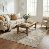 5' X 8' Taupe And Charcoal Oriental Shag Washable Area Rug With UV Protection