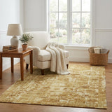 5' X 8' Gold And Charcoal Oriental Shag Washable Area Rug With UV Protection