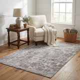 5' X 8' Brown And Charcoal Oriental Shag Washable Area Rug With UV Protection