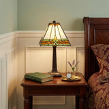 14" Bronze Abstract Square Tiffany Lamp With Square Shade