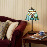 13" Bronze Flowers Round Tiffany Lamp With Cone Shade