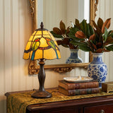 13" Bronze Birds Round Tiffany Lamp With Cone Shade