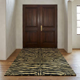 3' X 5' Gold And Black Animal Print Shag Washable Area Rug With UV Protection