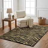 5' X 8' Gold And Black Animal Print Shag Washable Area Rug With UV Protection