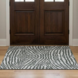 3' X 5' Gray And Black Animal Print Shag Washable Area Rug With UV Protection