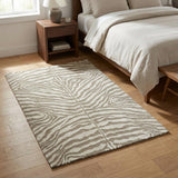 3' X 5' Taupe And Gray Animal Print Shag Washable Area Rug With UV Protection