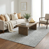 5' X 8' Gray And Silver Animal Print Shag Washable Area Rug With UV Protection