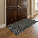 3' X 5' Black And Gray Animal Print Shag Washable Area Rug With UV Protection