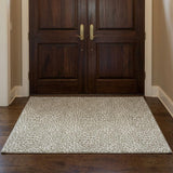 3' X 5' Taupe And Gray Animal Print Shag Washable Area Rug With UV Protection
