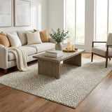 5' X 8' Taupe And Gray Animal Print Shag Washable Area Rug With UV Protection