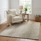 5' X 8' Fawn And Silver Animal Print Shag Washable Area Rug With UV Protection