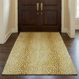 3' X 5' Gold And Silver Animal Print Shag Washable Area Rug With UV Protection