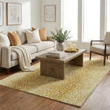 5' X 8' Gold And Silver Animal Print Shag Washable Area Rug With UV Protection