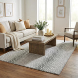 5' X 8' Gray And Silver Animal Print Shag Washable Area Rug With UV Protection