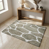 3' X 5' Taupe And White Animal Print Shag Washable Area Rug With UV Protection