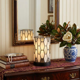 12" Bronze Abstract Tiffany Lamp With Cylinder Shade