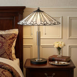 23" Black Abstract Two Light Round Tiffany Lamp With Empire Shade