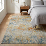 3' X 5' Orange And Taupe Abstract Shag Washable Area Rug With UV Protection