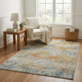 5' X 8' Orange And Taupe Abstract Shag Washable Area Rug With UV Protection