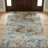 3' X 5' Brown And Beige Abstract Shag Washable Area Rug With UV Protection