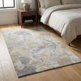 3' X 5' Beige And Ivory Abstract Shag Washable Area Rug With UV Protection