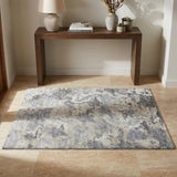 3' X 5' Gray And Silver Abstract Shag Washable Area Rug With UV Protection