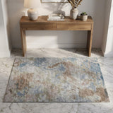 3' X 5' Brown And Ivory Abstract Shag Washable Area Rug With UV Protection