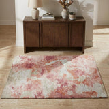 3' X 5' Pink And Blush Abstract Shag Washable Area Rug With UV Protection