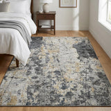 3' X 5' Black And Silver Abstract Shag Washable Area Rug With UV Protection