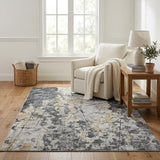 5' X 8' Black And Silver Abstract Shag Washable Area Rug With UV Protection