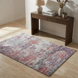 3' X 5' Pink And Purple Abstract Shag Washable Area Rug With UV Protection