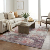 5' X 8' Pink And Purple Abstract Shag Washable Area Rug With UV Protection