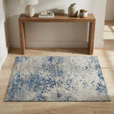 3' X 5' Blue And Beige Abstract Shag Washable Area Rug With UV Protection