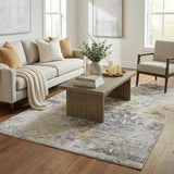 5' X 8' Beige And Taupe Abstract Shag Washable Area Rug With UV Protection