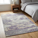 3' X 5' Purple And Mauve Abstract Shag Washable Area Rug With UV Protection