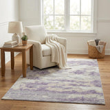 5' X 8' Purple And Mauve Abstract Shag Washable Area Rug With UV Protection