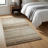 3' X 5' Brown And Beige Geometric Shag Washable Area Rug With UV Protection