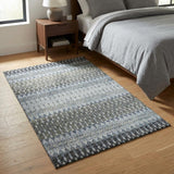 3' X 5' Gray And Charcoal Geometric Shag Washable Area Rug With UV Protection