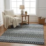 5' X 8' Gray And Charcoal Geometric Shag Washable Area Rug With UV Protection