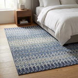 3' X 5' Blue And Teal Geometric Shag Washable Area Rug With UV Protection