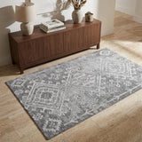 3' X 5' Gray And Beige Oriental Shag Washable Area Rug With UV Protection