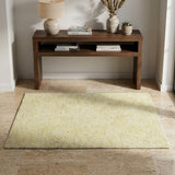 3' X 5' Yellow And Beige Abstract Shag Washable Area Rug With UV Protection